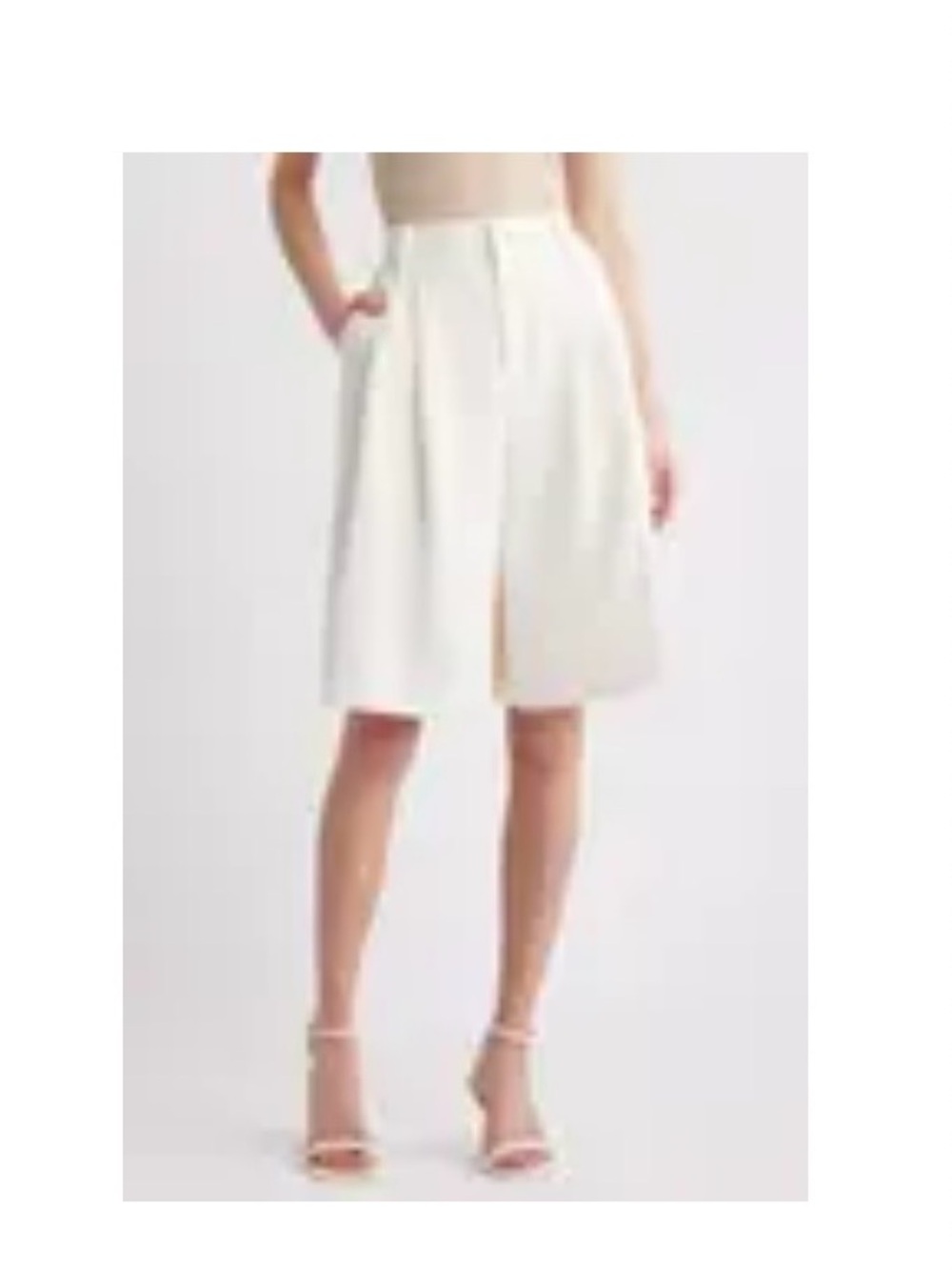 Good American Cream High-Waist Bermuda Shorts